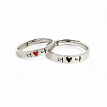 PurpleLuck Jamie Silver Couple Rings. Sterling Silver minimal style rings for romantic gift for Him and Her. Wedding and anniversary gift