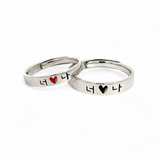 PurpleLuck Jamie Silver Couple Rings. Sterling Silver minimal style rings for romantic gift for Him and Her. Wedding and anniversary gift