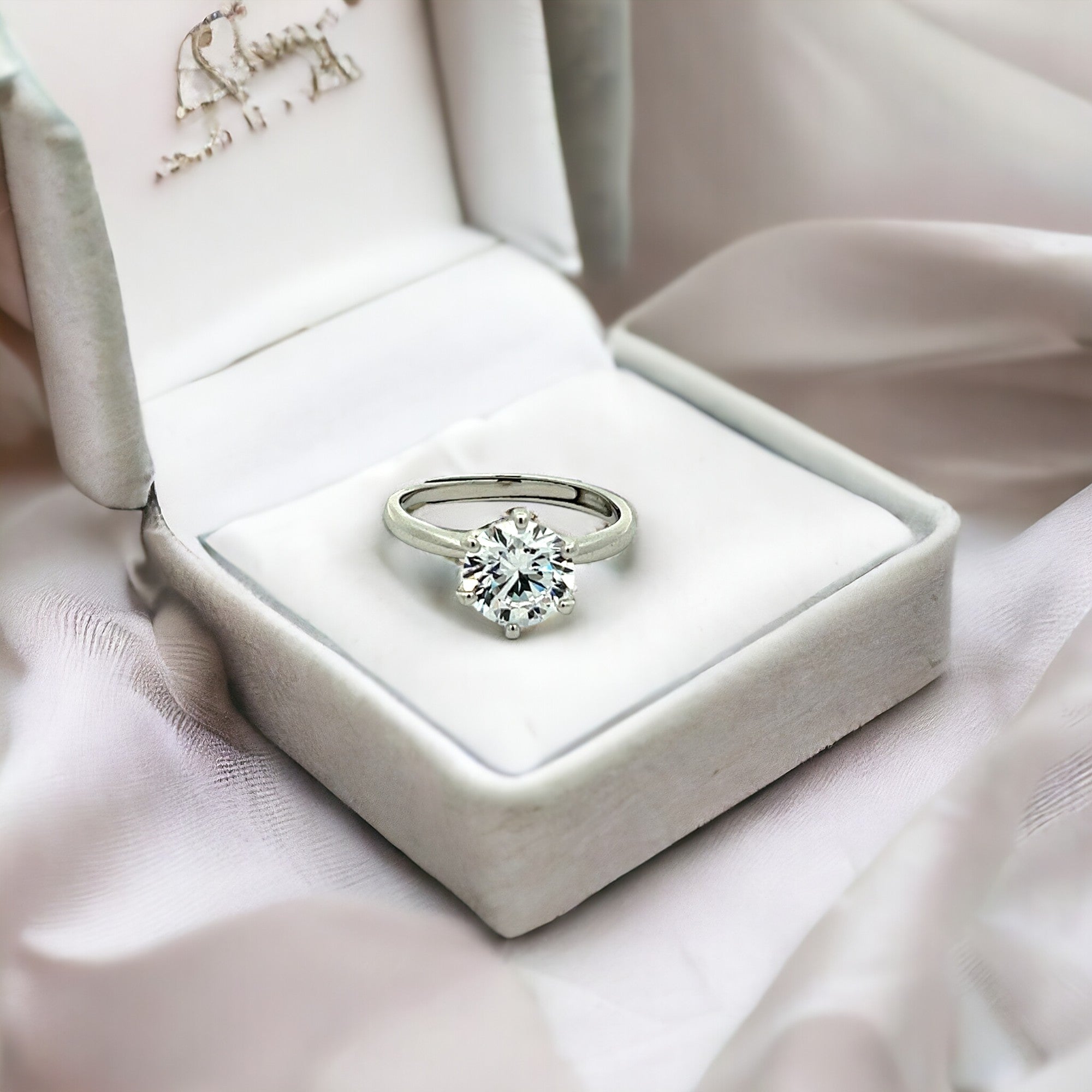 PurpleLuckJasmine 925 Silver Solitaire Ring Perfect gift for girlfriend. adjustable ring in modern design for women and girls