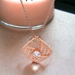 PurpleLuck Jennie Rose Gold Pendant. Sterling Silver minimal festive wear pendant with adjustable chain for Valentines and anniversary gift for girlfriend and wife