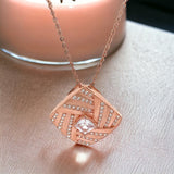 PurpleLuck Jennie Rose Gold Pendant. Sterling Silver minimal festive wear pendant with adjustable chain for Valentines and anniversary gift for girlfriend and wife