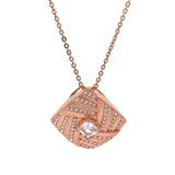 PurpleLuck Jennie Rose Gold Pendant. Sterling Silver minimal festive wear pendant with adjustable chain for Valentines and anniversary gift for girlfriend and wife