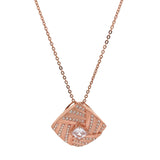 PurpleLuck Jennie Rose Gold Pendant. Sterling Silver minimal festive wear pendant with adjustable chain for Valentines and anniversary gift for girlfriend and wife
