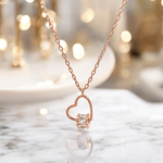 PurpleLuck Jihyo Rose Gold Heart Pendant. 925 Silver pendant with adjustable chain for women and girls