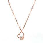 PurpleLuck Jihyo Rose Gold Heart Pendant. 925 Silver pendant with adjustable chain for women and girls