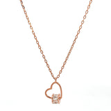 PurpleLuck Jihyo Rose Gold Heart Pendant. 925 Silver pendant with adjustable chain for women and girls