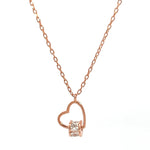 PurpleLuck Jihyo Rose Gold Heart Pendant. 925 Silver pendant with adjustable chain for women and girls