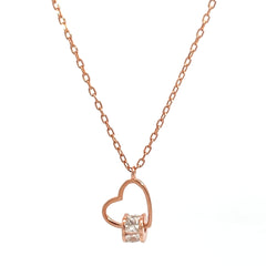 PurpleLuck Jihyo Rose Gold Heart Pendant. 925 Silver pendant with adjustable chain for women and girls