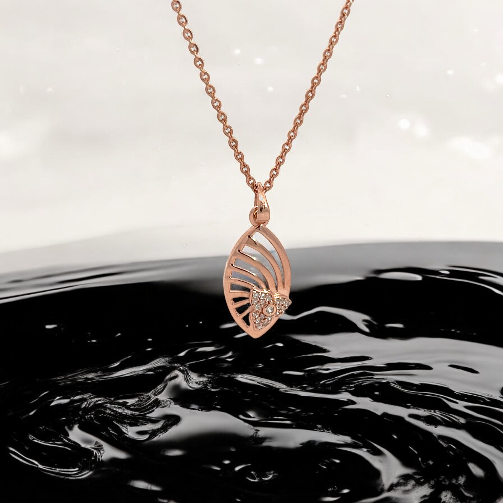 PurpleLuck Jisoo Rose Gold Pendant. Sterling Silver trendy sophisticated jewelry with adjustable chain for gifting for girlfriend