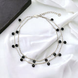 PurpleLuck Kaira 925 Silver Double Layered Queen Anklet. Anklet for single leg for women and girls with adjustable length