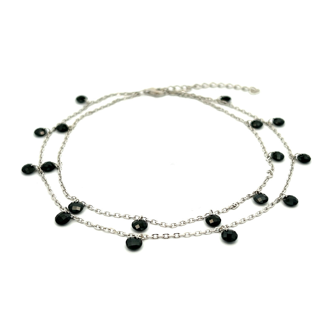 PurpleLuck Kaira 925 Silver Double Layered Queen Anklet. Anklet for single leg for women and girls with adjustable length
