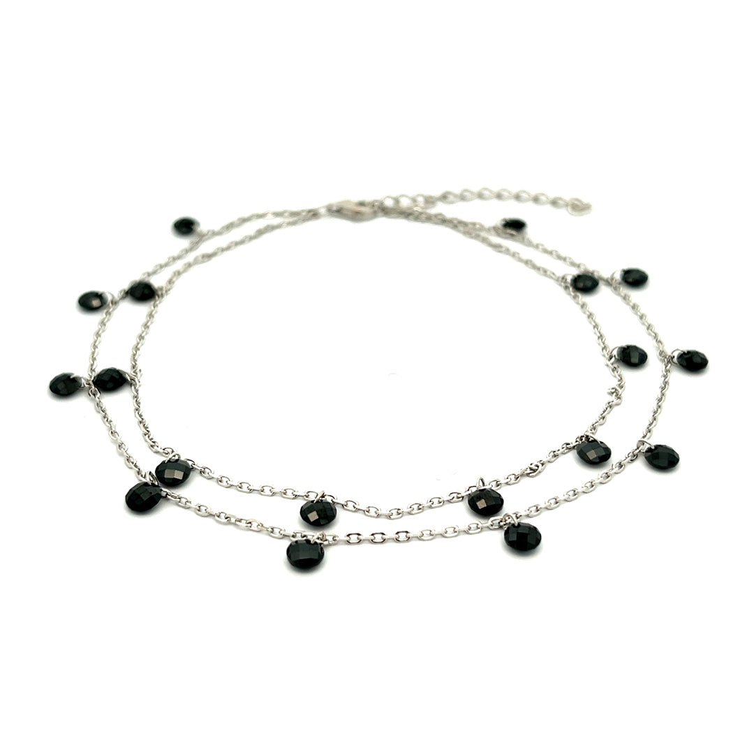 PurpleLuck Kaira Silver Double Layered Queen Anklet