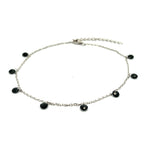 PurpleLuck Kaira 925 Silver Black Queen Anklet. Classy black bead anklet for daily wear with adjustable chain.