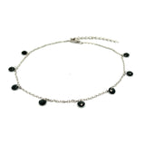 PurpleLuck Kaira 925 Silver Black Queen Anklet. Classy black bead anklet for daily wear with adjustable chain.