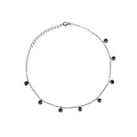 PurpleLuck Kaira 925 Silver Black Queen Anklet. Classy black bead anklet for daily wear with adjustable chain.