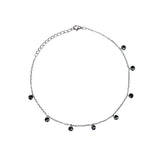 PurpleLuck Kaira 925 Silver Black Queen Anklet. Classy black bead anklet for daily wear with adjustable chain.