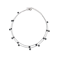 PurpleLuck Kaira 925 Silver Double Layered Queen Anklet. Anklet for single leg for women and girls with adjustable length
