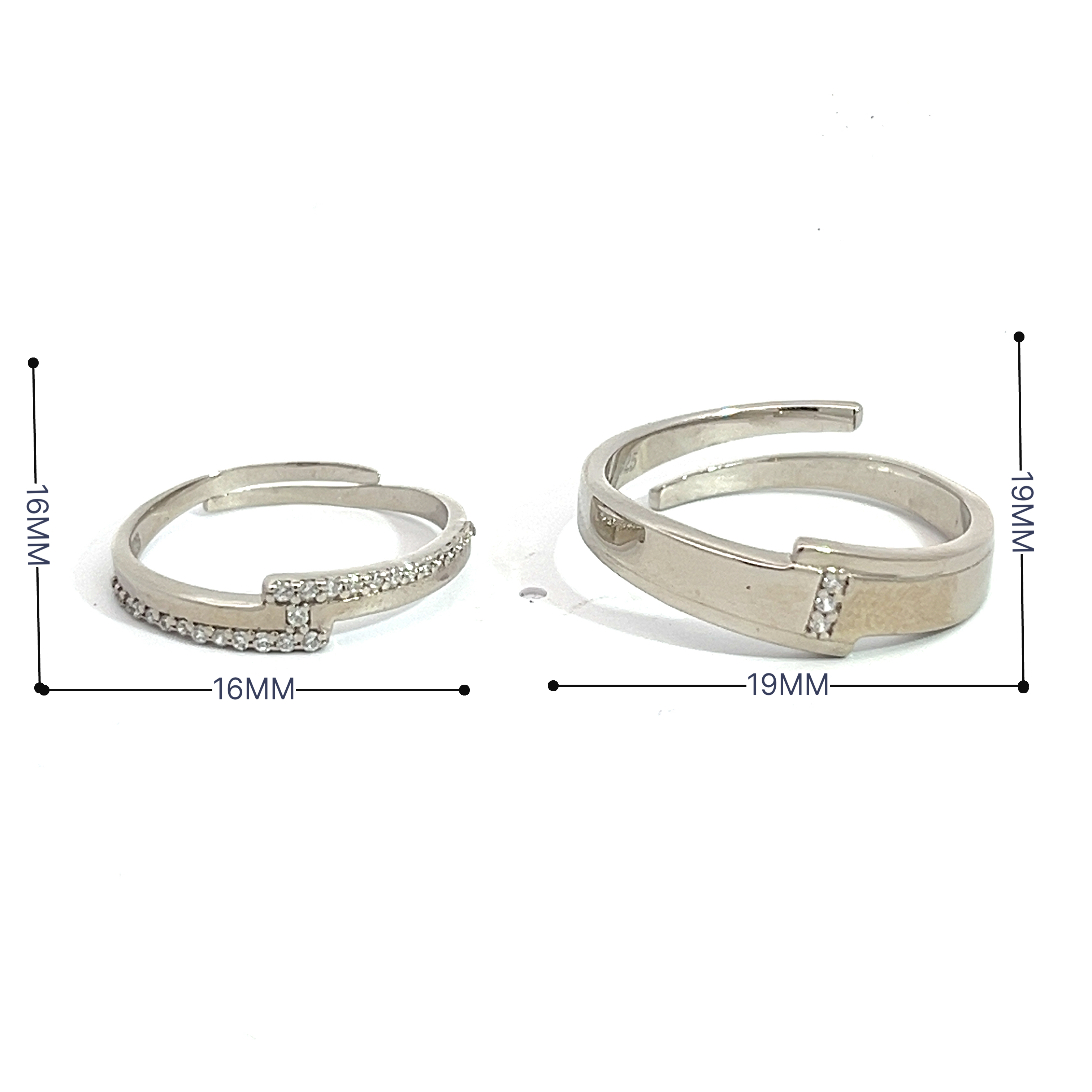 PurpleLuck Kendall Silver Couple Bands