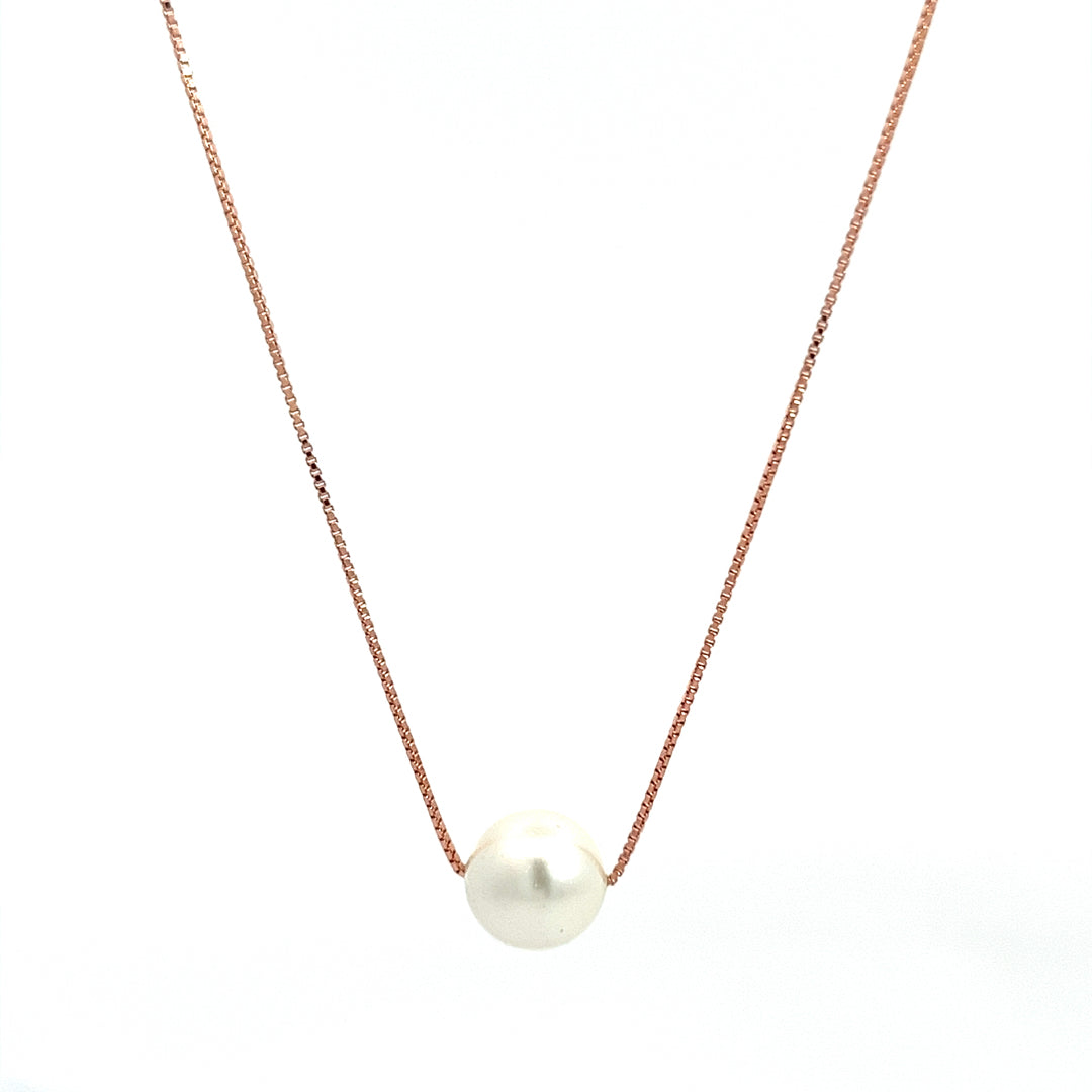 PurpleLuck Kristen Silver White Pearl Necklace with rose gold chain Perfect for Office and party wear. Ideal gift for Women and girls