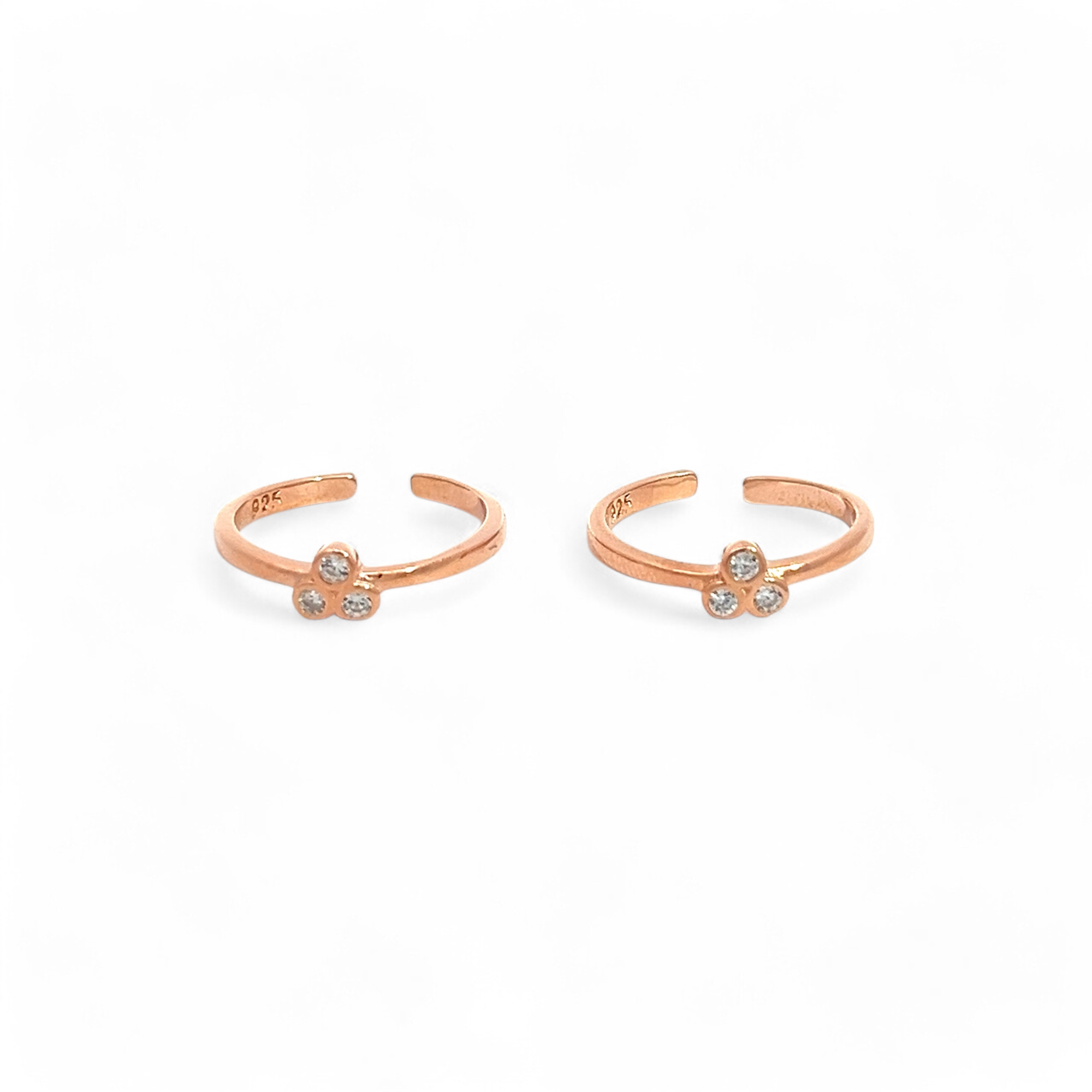 PurpleLuck Kriti 925 Silver Toe Rings in Rose Gold plating. Luxury Indian traditional wear for women. Perfect gift for Wife