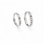 PurpleLuck Krystal Roman Numeral Silver Couple Rings Gift for Him and Her modern and adjustable design
