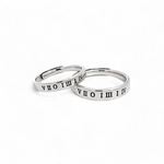 PurpleLuck Krystal Roman Numeral Silver Couple Rings Gift for Him and Her modern and adjustable design