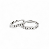 PurpleLuck Krystal Roman Numeral Silver Couple Rings Gift for Him and Her modern and adjustable design