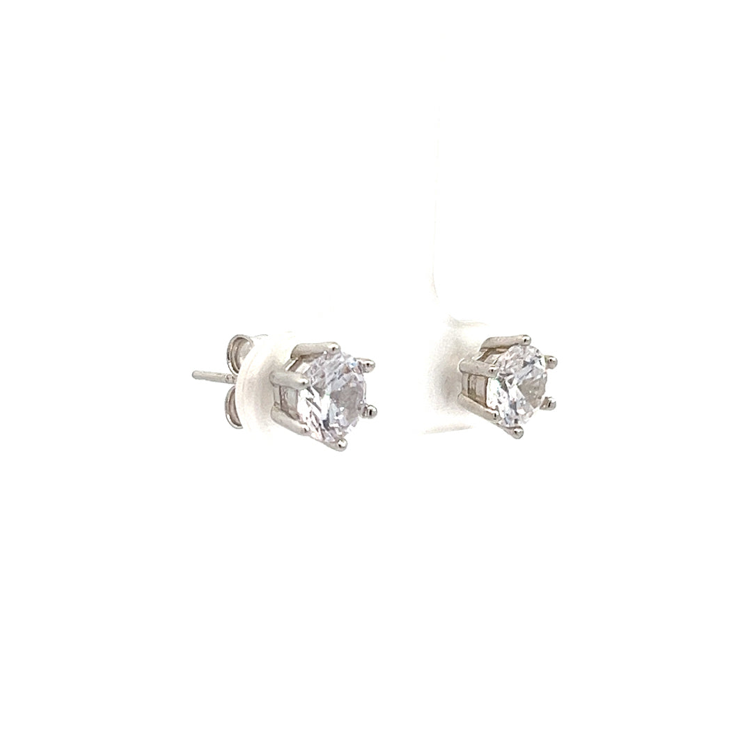 PurpleLuck Kylie Silver Solitaire Earrings. Perfect elegant studs for women and girls for office and everyday wear
