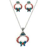 PurpleLuck Painted Lady 999 Silver Pendant Set. Sophisticated pendant and earrings for women and girls Perfect Gift for wife and girlfriend