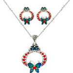 PurpleLuck Painted Lady 999 Silver Pendant Set. Sophisticated pendant and earrings for women and girls Perfect Gift for wife and girlfriend