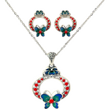 PurpleLuck Painted Lady 999 Silver Pendant Set. Sophisticated pendant and earrings for women and girls Perfect Gift for wife and girlfriend