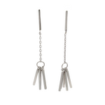 PurpleLuck Lara Silver Drop Earrings. Sterling Silver dangle drop earrings in modern design for Women and girls