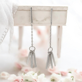 PurpleLuck Lara Silver Drop Earrings. Sterling Silver dangle drop earrings in modern design for Women and girls