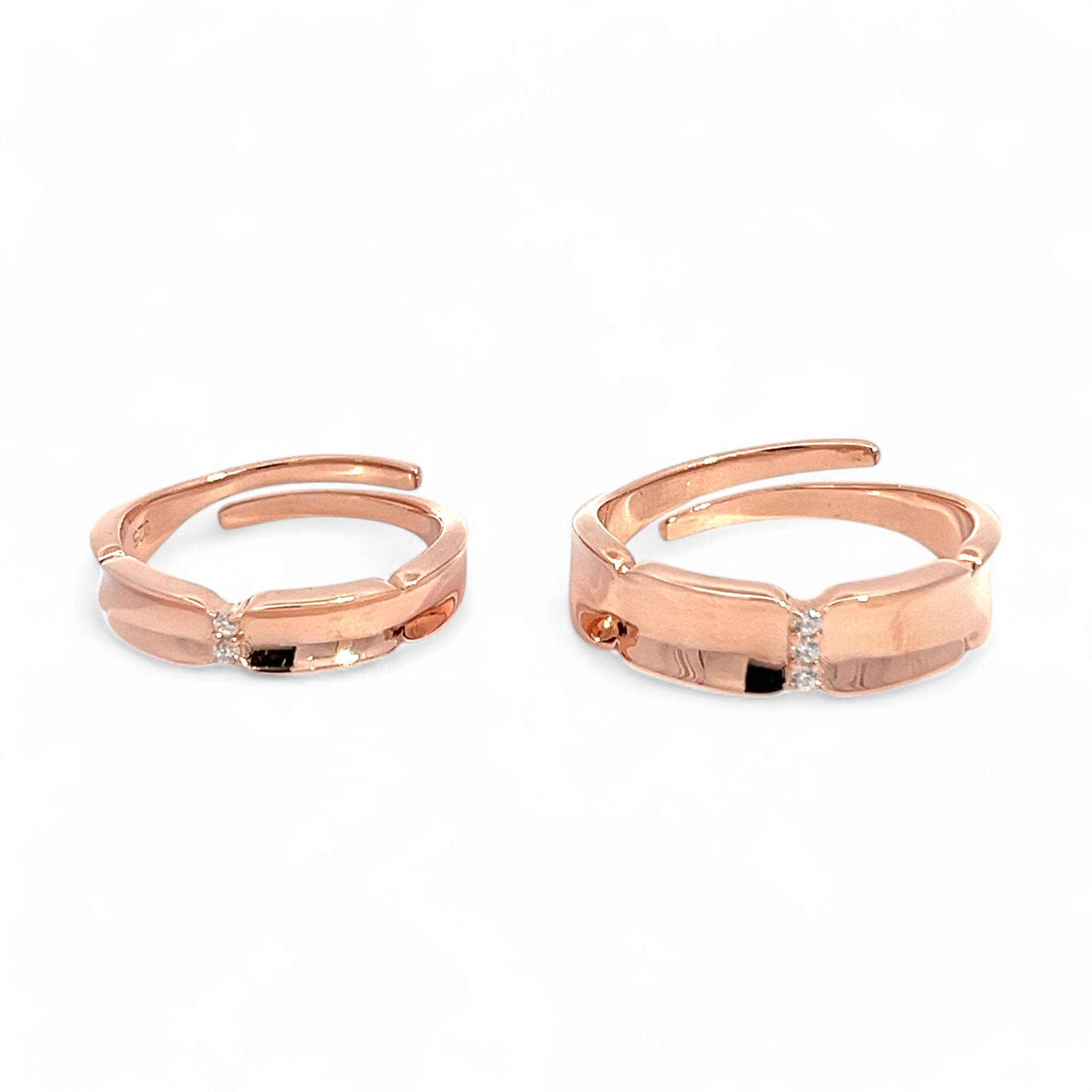 PurpleLuck Love Birds 925 Silver Couple Rings in Rose Gold Plating for couple romantic gift.Valentines and wedding gift