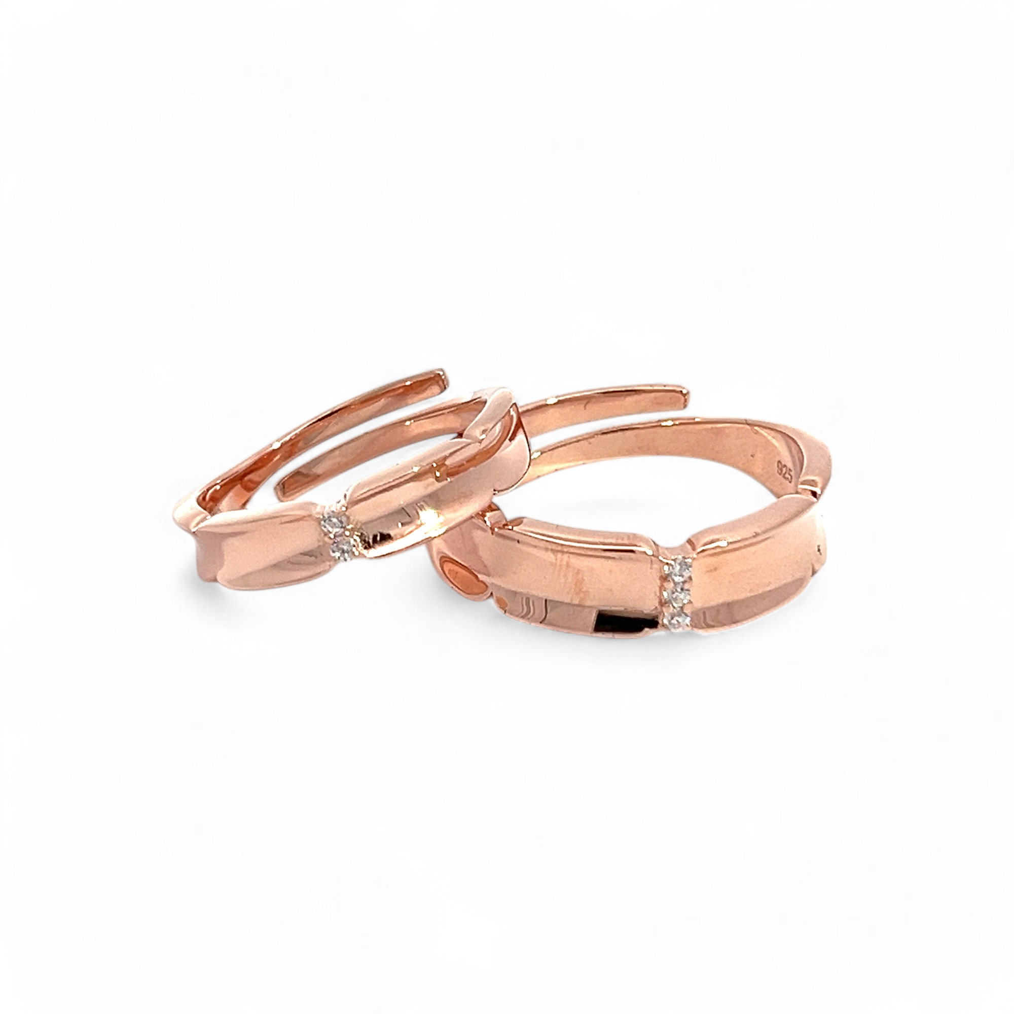 PurpleLuck Love Birds 925 Silver Couple Rings in Rose Gold Plating for couple romantic gift.Valentines and wedding gift