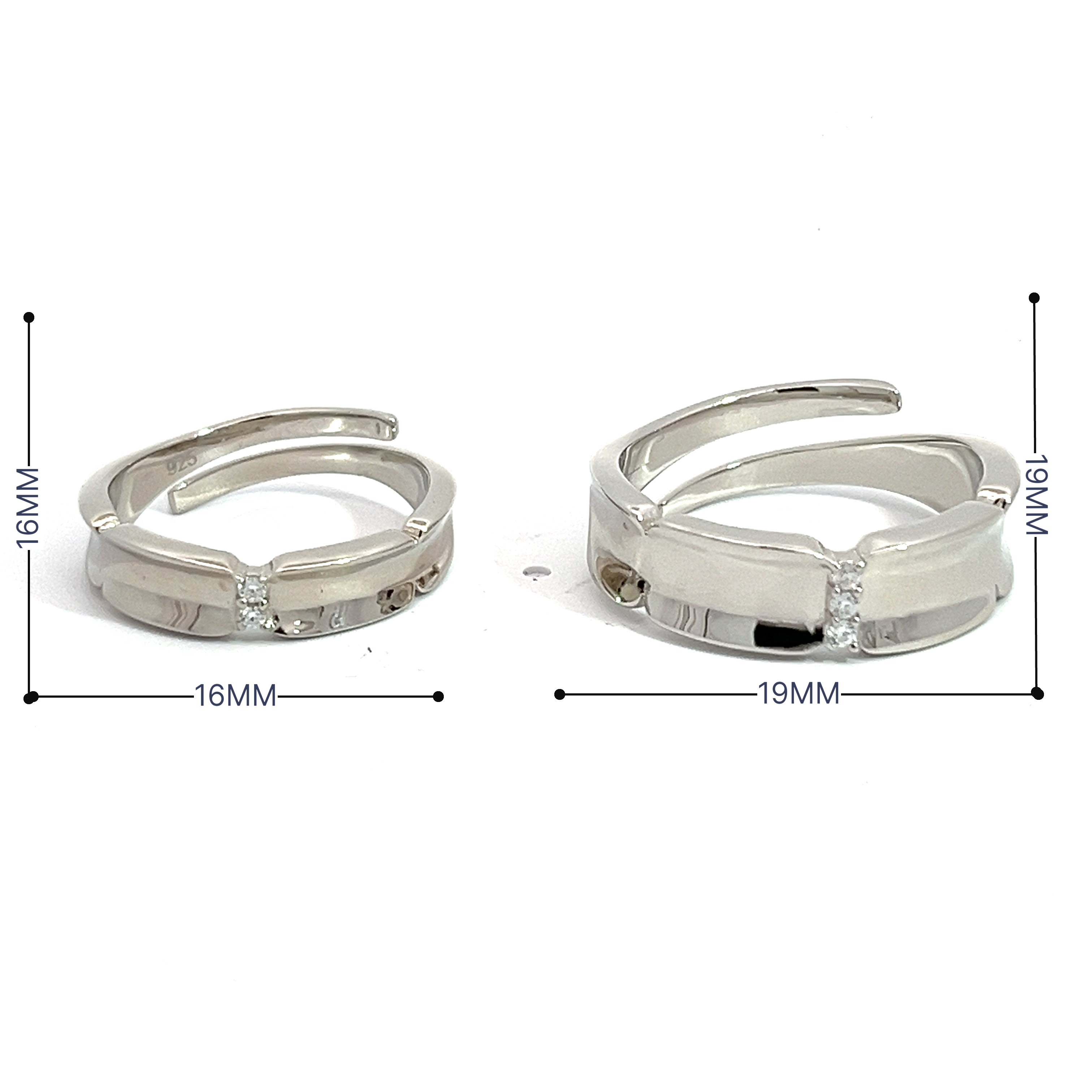 PurpleLuck Love Birds Silver Couple Rings