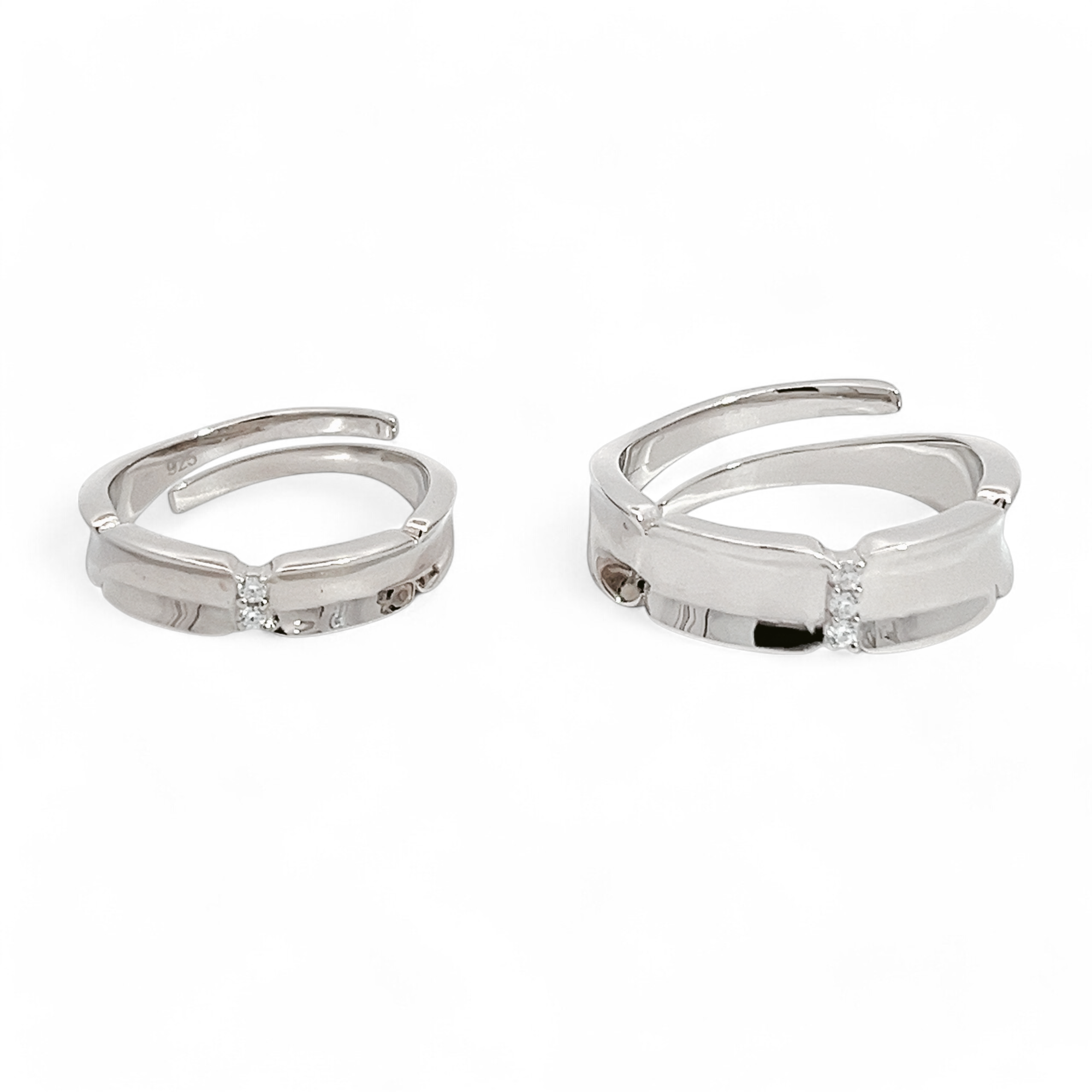 PurpleLuck Love Birds Silver Couple Rings