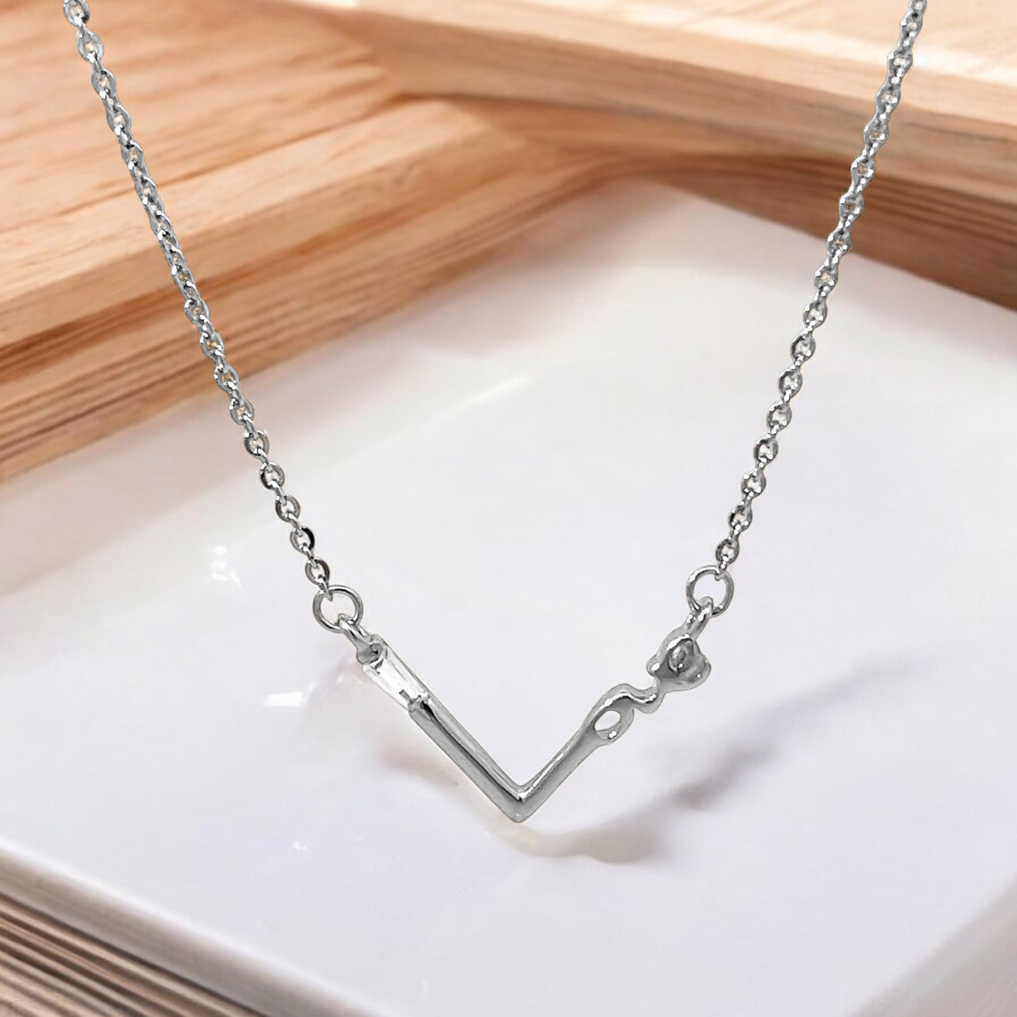 PurpleLuck Love Letter 925 Silver Necklace. Luxury and trendy romantic gift for girlfriend