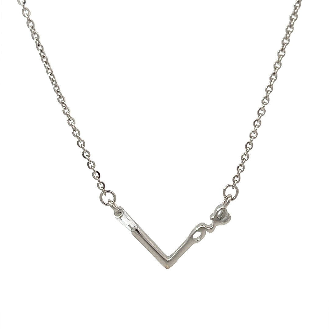 PurpleLuck Love Letter 925 Silver Necklace. Luxury and trendy romantic gift for girlfriend
