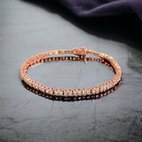 PurpleLuck Lisa Rose Gold Tennis Bracelet. Sterling Silver Sleek and elegant bracelet for women and girls