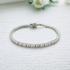 PurpleLuck Lisa Silver Tennis Bracelet. Sterling Silver Sleek and elegant bracelet for women and girls