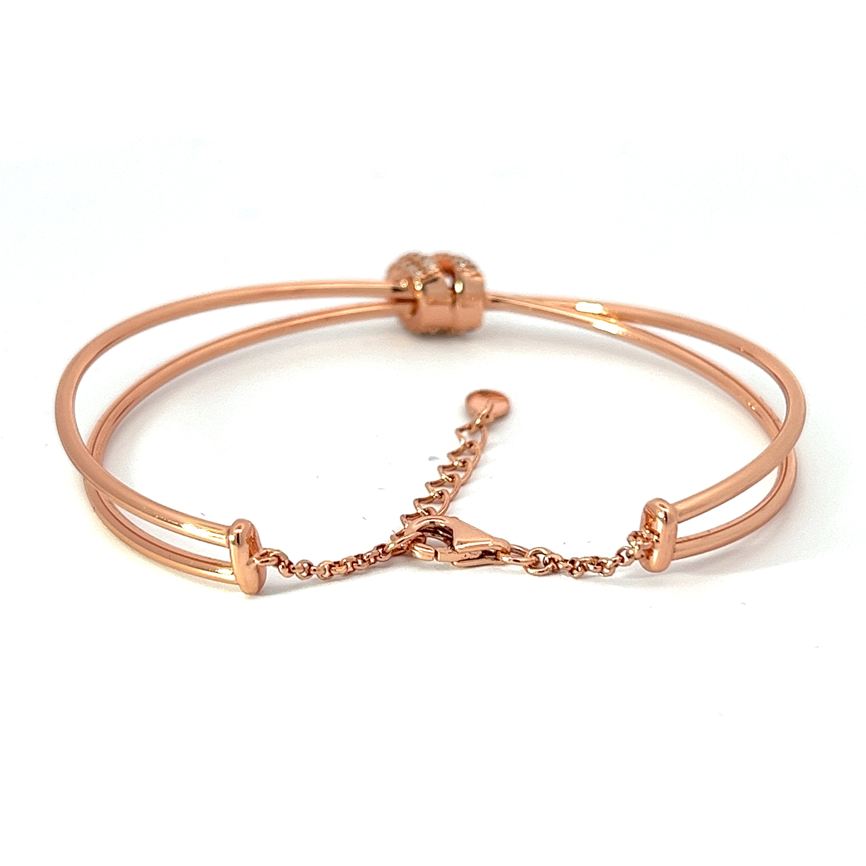 PurpleLuck Kyra 925 Silver Bracelet in rose gold plating for Women and Girls. Dainty and modern design adjustable bracelet. Perfect gift for Girlfriend