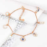 Purpleluck Lorene 925 Silver Charm Bracelet for Women and girls. Adjustable Anti-Nazar charm bracelet