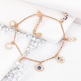 Purpleluck Lorene 925 Silver Charm Bracelet for Women and girls. Adjustable Anti-Nazar charm bracelet