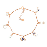 Purpleluck Lorene 925 Silver Charm Bracelet for Women and girls. Adjustable Anti-Nazar charm bracelet