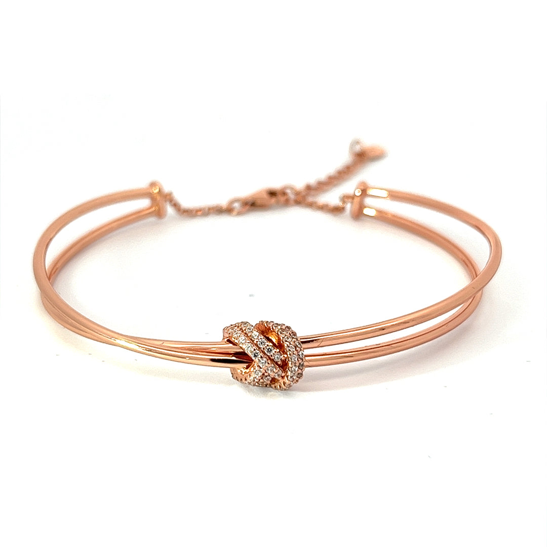 PurpleLuck Kyra 925 Silver Bracelet in rose gold plating for Women and Girls. Dainty and modern design adjustable bracelet. Perfect gift for Girlfriend