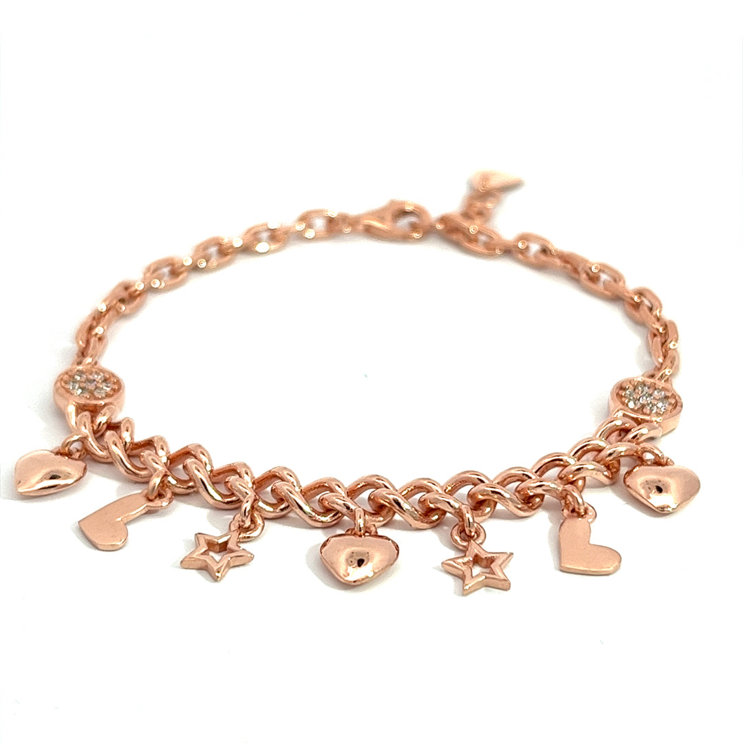 Purpleluck Ileana Rose Gold Charm Bracelet. Sterling Silver festive wear for women and girls. Gift for sister, wife and girlfriend