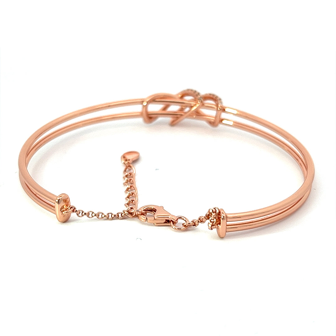 Purpleluck Silver 925 Silver Dual Entangle Bracelet in rose gold plating for girls and women. Sterling Silver bracelet for Romantic gift
