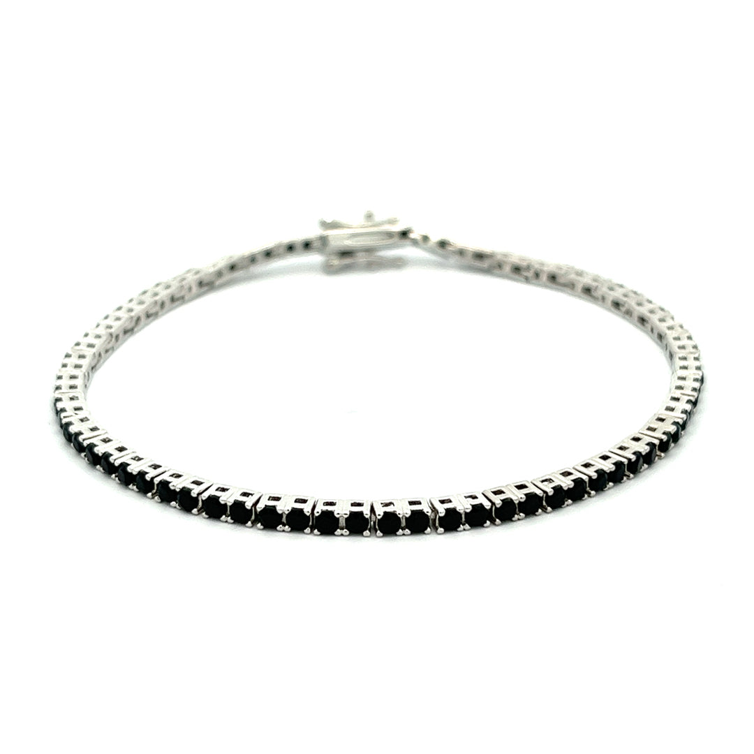 PurpleLuck Ariana Silver Black Tennis Bracelet, black stone elegant and dainty bracelet for girls