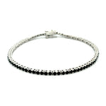 PurpleLuck Ariana Silver Black Tennis Bracelet, black stone elegant and dainty bracelet for girls
